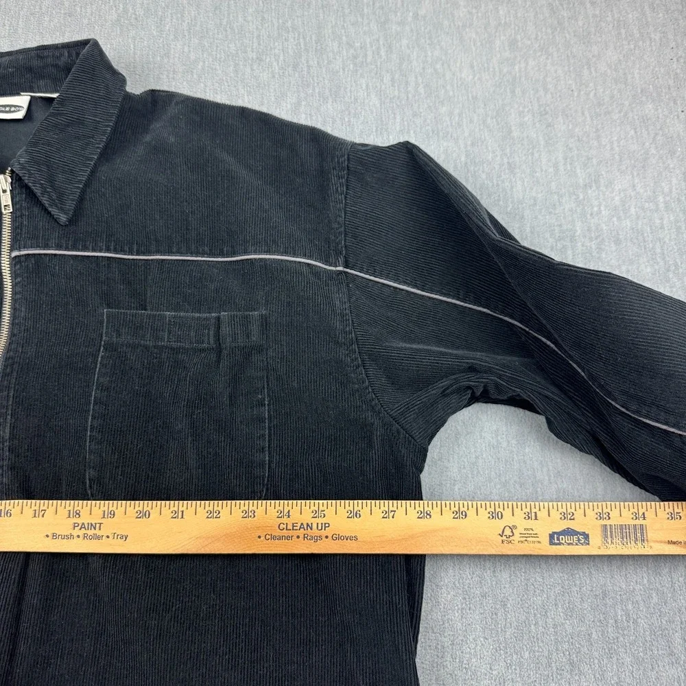 Vintage Bugle‎ Boy Jacket Mens XLT Tall Black Corduroy Full Zip Schaket Grunge